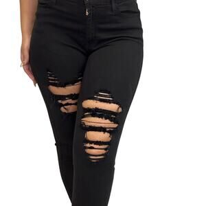 Black Jeans Super Stretch with Distressing size 15 (W31)